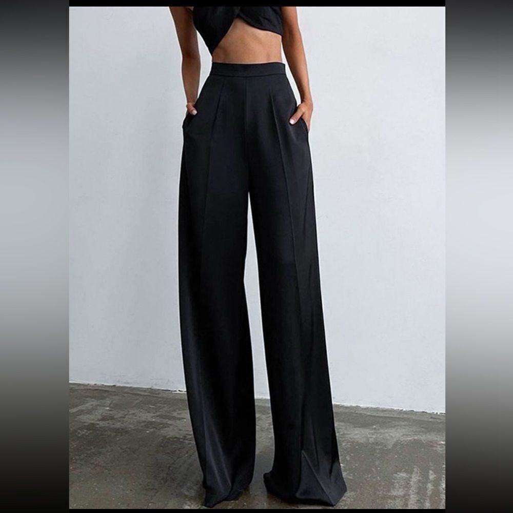 Commensee Oversized Satin Wide Leg Dress Pants size S - Picture 3 of 6